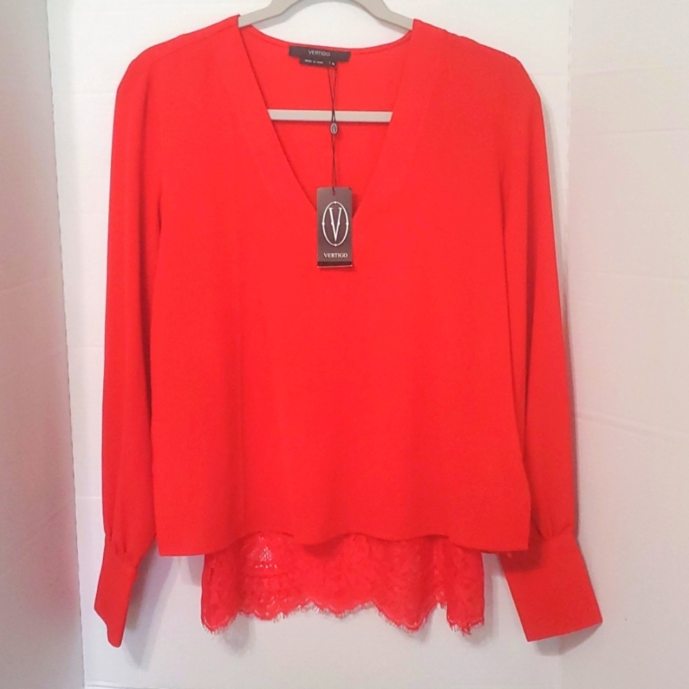 NWT Vertigo red blouse with removable camisole